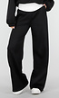 Zwarte Wide Leg Joggingbroek met Elastische Taille en Stretch