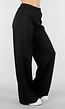 Zwarte Wide Leg Joggingbroek met Elastische Taille en Stretch