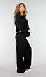 Zwarte Wide Leg Joggingbroek met Elastische Taille en Stretch
