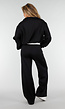Zwarte Wide Leg Joggingbroek met Elastische Taille en Stretch