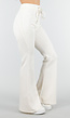 Beige Joggingbroek met Flared Pijpen en Elastische Taille