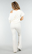 Beige Joggingbroek met Flared Pijpen en Elastische Taille