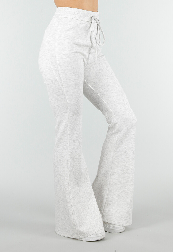 Grijze Joggingbroek met Flared Pijpen en Elastische Taille