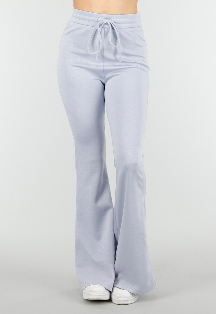 Lichtblauwe Joggingbroek met Flared Pijpen en Elastische Taille