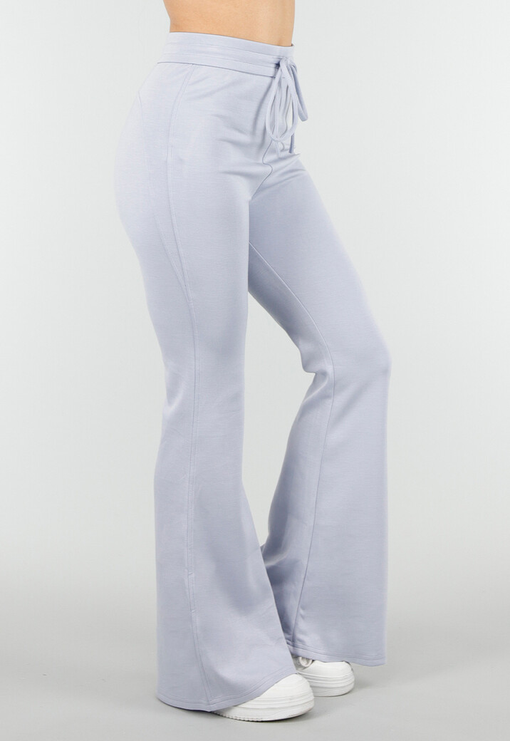 Lichtblauwe Joggingbroek met Flared Pijpen en Elastische Taille