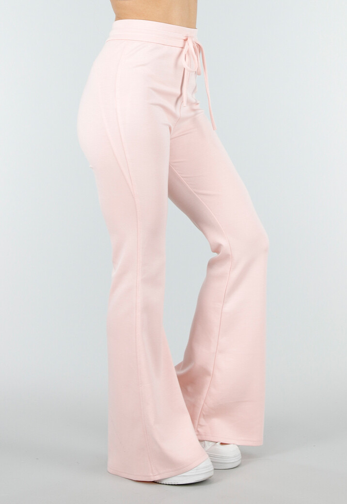 Lichtroze Joggingbroek met Flared Pijpen en Elastische Taille