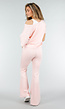 Lichtroze Joggingbroek met Flared Pijpen en Elastische Taille