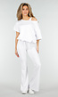 Witte Joggingbroek met Flared Pijpen en Elastische Taille
