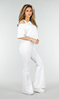 Witte Joggingbroek met Flared Pijpen en Elastische Taille