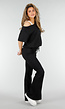 Zwarte Joggingbroek met Flared Pijpen en Elastische Taille