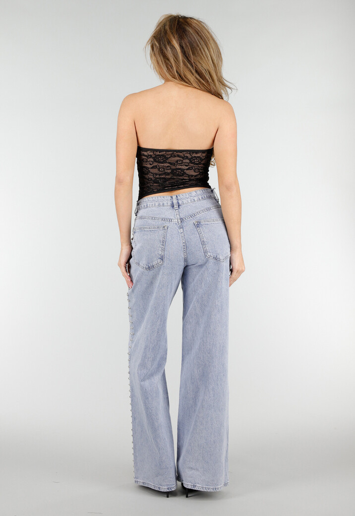 Zwarte Lace Bustier Top met Stretch