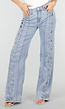 Lichtblauwe Wide Leg Jeans met Veterdetails langs de Pijpen