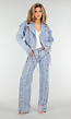 Lichtblauwe Wide Leg Jeans met Veterdetails langs de Pijpen