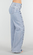 Lichtblauwe Wide Leg Jeans met Veterdetails langs de Pijpen