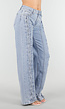 Lichtblauwe Wide Leg Jeans met Veterdetails langs de Pijpen