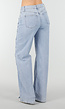 Lichtblauwe Wide Leg Jeans met Veterdetails langs de Pijpen
