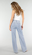 Lichtblauwe Wide Leg Jeans met Veterdetails langs de Pijpen