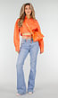 Lichtblauwe Denim Flared Jeans met High Waist