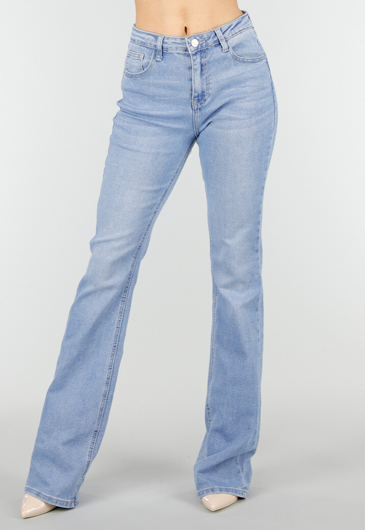 Lichtblauwe Denim Flared Jeans met High Waist
