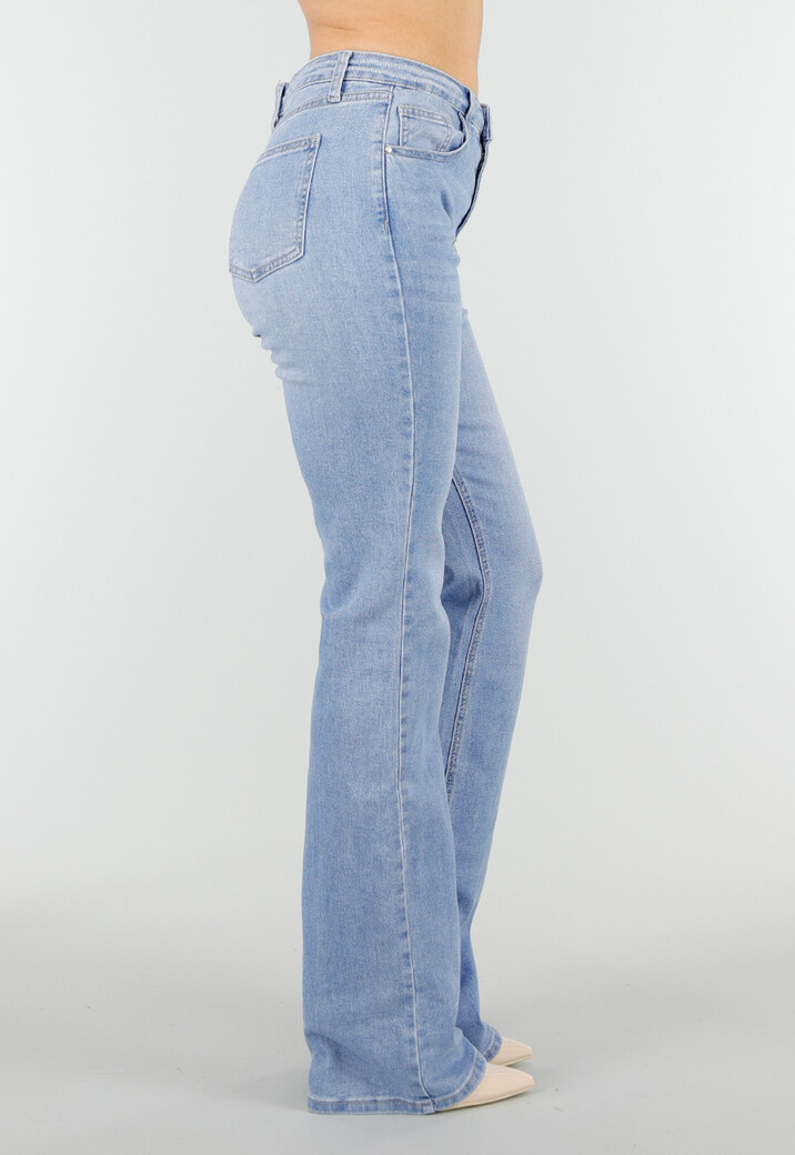 Lichtblauwe Denim Flared Jeans met High Waist