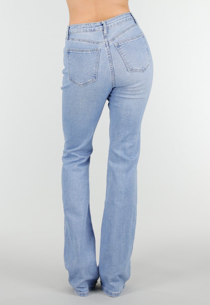 Lichtblauwe Denim Flared Jeans met High Waist