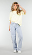 Lichtblauwe Denim Wide Leg Jeans met Kant en Stretch