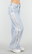 Lichtblauwe Denim Wide Leg Jeans met Kant en Stretch