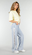 Lichtblauwe Denim Wide Leg Jeans met Kant en Stretch