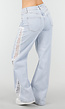 Lichtblauwe Denim Wide Leg Jeans met Kant en Stretch