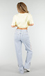 Lichtblauwe Denim Wide Leg Jeans met Kant en Stretch