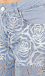 Lichtblauwe Wide Leg Jeans met See-Through Bloemenprint en Stretch
