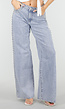 Lichtblauwe Denim Wide Leg Jeans met Studs en High Waist