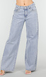 Lichtblauwe Denim Wide Leg Jeans met Studs en High Waist