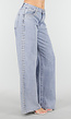 Lichtblauwe Denim Wide Leg Jeans met Studs en High Waist