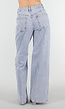 Lichtblauwe Denim Wide Leg Jeans met Studs en High Waist