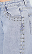 Lichtblauwe Denim Wide Leg Jeans met Studs en High Waist