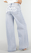 Lichtblauwe Wide Leg Jeans met Backprint en Stretch