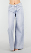 Lichtblauwe Wide Leg Jeans met Backprint en Stretch