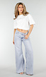 Lichtblauwe Wide Leg Jeans met Backprint en Stretch