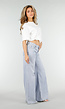 Lichtblauwe Wide Leg Jeans met Backprint en Stretch