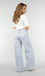 Lichtblauwe Wide Leg Jeans met Backprint en Stretch