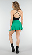 Groene Stretch Skort met Geplooide Rok en Ingebouwd Broekje