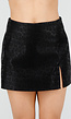 Zwarte Luipaard Print Skort met Split aan de Voorkant