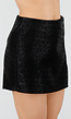 Zwarte Luipaard Print Skort met Split aan de Voorkant