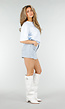 Lichtblauwe Denim Skort met Stretch en High Waist