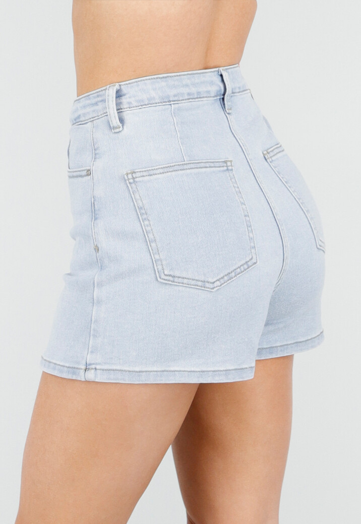 Lichtblauwe Denim Skort met Stretch en High Waist