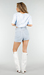 Lichtblauwe Denim Skort met Stretch en High Waist