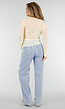 Butter Yellow Kanten Blouse met Lange Mouwen en Ruffle Detail