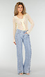 Butter Yellow Kanten Blouse met Lange Mouwen en Ruffle Detail