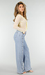 Butter Yellow Kanten Blouse met Lange Mouwen en Ruffle Detail